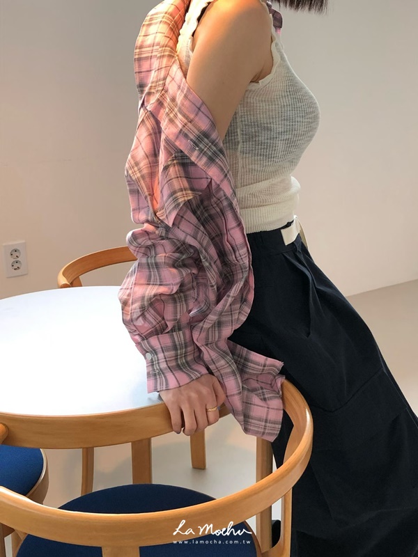 格紋襯衫口袋外套